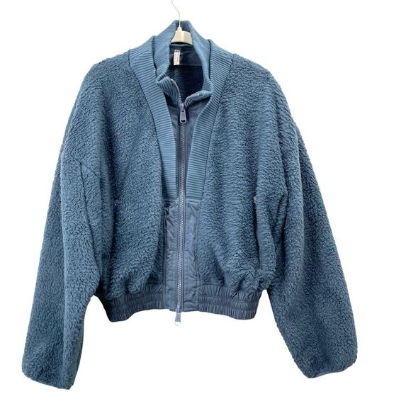 Free People Gear Up Sherpa teddy Jacket Size L blue - Picture 2 of 11